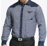 Mans' 100% Cotton Long Sleeves Contrast Casual Shirt (WXM069)