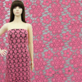 Exquisite Pink Ctton Floral Emberrodery Fabric for Garment