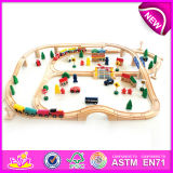 Hot New Product for 2015 Wooden Train Set and Railway Toy, Kids Wooden Railway Toy, Wooden Toy Railway Toy (WITH 100PCS) W04c013