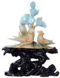 Chinese Amazonite Mandarin Duck Carving for Souvenir Figurine (AE44)