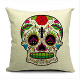 New-Style Skull Cushion Faux Linen Transfer Print Pillow (SCU-038)