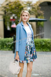 Fashion Women's Wool Coat/Double Pockets One Button Suit Collar Blue Wool Coat/Women's Clothing