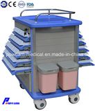 Hospital Furniture ABS Double Side Medicine Drug Trolley