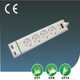 European Surge-Proof Extension Socket with USB Four Ways