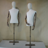 Fabric Wrapped Male Torso Mannequin with Wood Arm