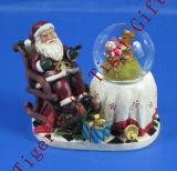 Polyresin Santa on Chair with Gift Bag Waterball 45mm