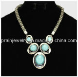 Summer Fashion Fine Jewelry/ 2013 Zinc Alloy Material Plated with Antique Silver Green Resin Acrylic Beadsethnic Big Gems Necklaces (PN-109)