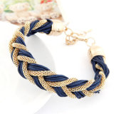 Leather and Chain Knitting Fashion Bracelet
