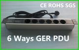 Germany PDU 6 Outlet with Current and Voltage Display