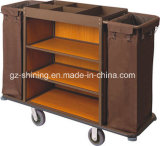 Multi-Function Three Layers Ironwood Hotel Guest Room Cleaning Linen Trolley / Laundry Trolley Kw-56