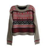 Childred Knitted Crew Neck Long Sleeve Jacquard Sweater