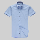 Casual Short Sleeve Cotton Polyester Mens Shirt