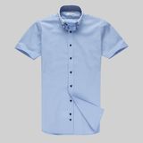 Casual Short Sleeve Cotton Polyester Mens Shirt