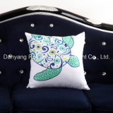 Sea Turtle Designer Embroidery Cotton Canvas Decorative Cushion Pillow Cover