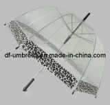 Apollo Leopard Transparent Umbrella, Dome Clear POE Straight Umbrella