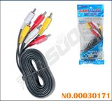Factory Direct Sale 3m AV Cable Male to Male 3 RCA to 3 RCA AV Cable (AV-36A-3m-white-blue Packing)