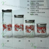 4PCS Set Glass Decal Storage Jar Bottle Set with Metal Lid