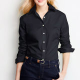 Black Popin Easycare Women's Long Sleeve Office Shirt (WXM225)
