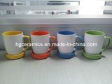 300ml Ceramic Mug with Coaster, Mug with Lid