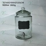 Blackboard Clear Machine Made Large Big Beverage Juice Glass Storage Jars with Tap Metal Base