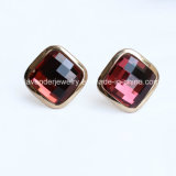 Jewelry Gold Plated with Glass Stud Earrings for Female Charm Accessory