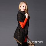 Elegant Black Winter Ladies' Cardigans with Candy Strip (7-68893)