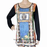 Women Digital Printed and Strassed Fashion T Shirt (HT7020)