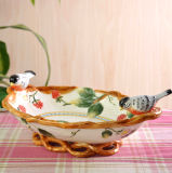 Ceramic Fruit Bowl with Bird (D3133K)