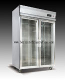 Vertical Stainless Steel Refrigerator With Glass Doors