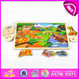 2015 Forest Animals Wooden Puzzle Toy for Kids, Colorful Wooden Learn Puzzle for Children, Funny Wooden Puzzle with Knobs W14m079