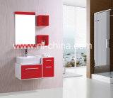 Red Lacquer Finish PVC Bathroom Cabinet