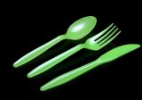 Green Plastic Cutlery Fork/Knife, /Spoon