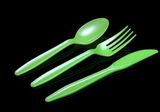 Green Plastic Cutlery Fork/Knife, /Spoon
