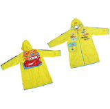 Yellow Kids Polyester Raincoat for Student