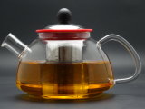 900ml Singlge Wall Hand Made Borosilicage Glass Teapot with Steel Lid and Infuser