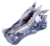 Geode Amethyst Dragon Skull Carving for Home Decoration and Fengshui (9Z89)