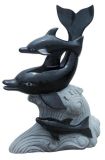 Natural Granite Stone Animal Carving with Dolphin Shaped Shanxi Black, Black Granite