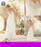 Free Shipping 2014 Chiffon Garden Wedding Dresses Beading Sweet Court Train