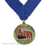 Customized Soft Enamel Aim Sport Circle Medal with Ribbon