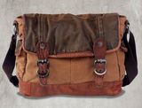 Men's Messenger Canvas Bag with Leather Trims Corss Body Bag