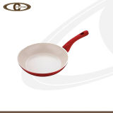 Handle Red Painting Ceramic Frying Pan