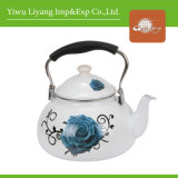 Enamel Teapot Belly Shaped Flower Decal with Bakelite Handle (BY-3003)