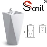 Diamond White Suqare Pedestal Hand Wash Ceramic Sink (S9075)