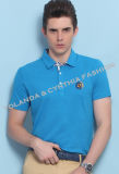 100% Mercerized Cotton Short Sleeves Emb Logo Men's Polo Shirt/Polotee/Polo T-Shirt