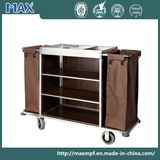 Coffee Powder Coated 3 Tier Housekeeping Clean Linen Trolley