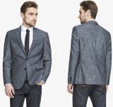 Two Button Front Long Sleeves Men Cotton Blazer with Lining