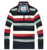 Factory Stripe Long Sleeve Fashion Mens Polo Shirt