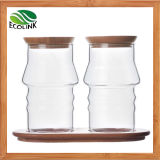 Glass Sugar Jar Spice Jar with Bamboo Stand
