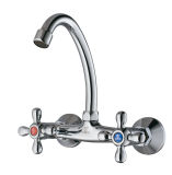 Double Handle Wall Hung Kitchen Faucet (LD14741)