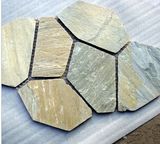 Slate Flagstone Tiles on Mesh for Outdoor Paving, Yellow Slate, Culturestone